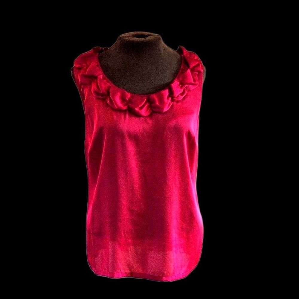 Alfani Blouse 14 Pink Neck Ruffle Y2k Coquette Top Colorful